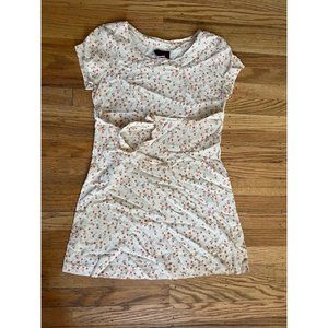 80s-90s Calico Cottagecore Short Sleeve Mini Dress Rayon with Belt